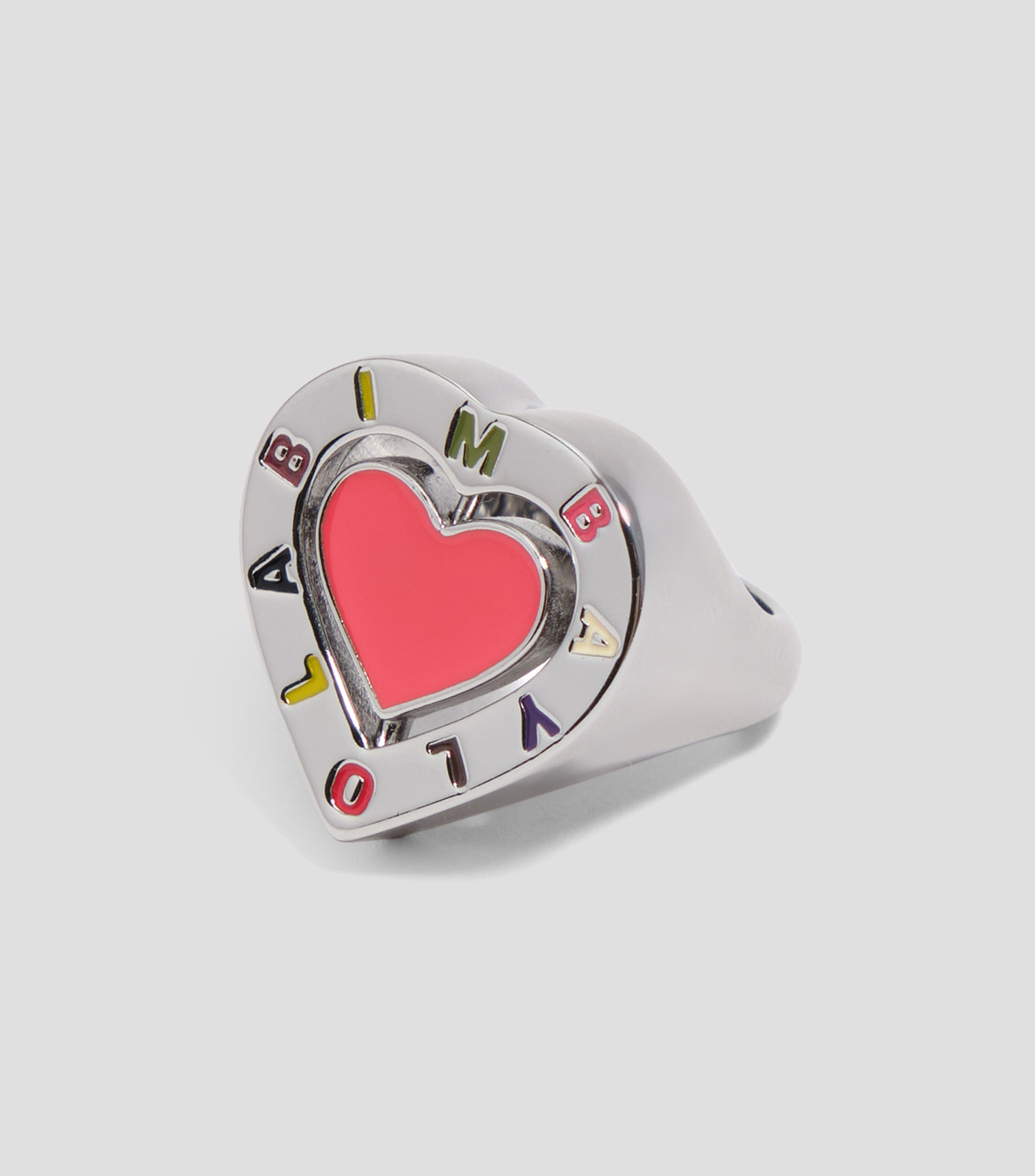 Anillo logo corazón giratorio plateado Mujer